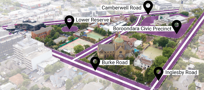 Map showing key zones in stage 1