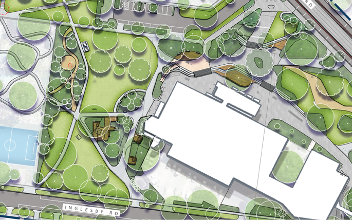 Map highlighting proposed recommendations to Boroondara Civic Precinct from the master plan