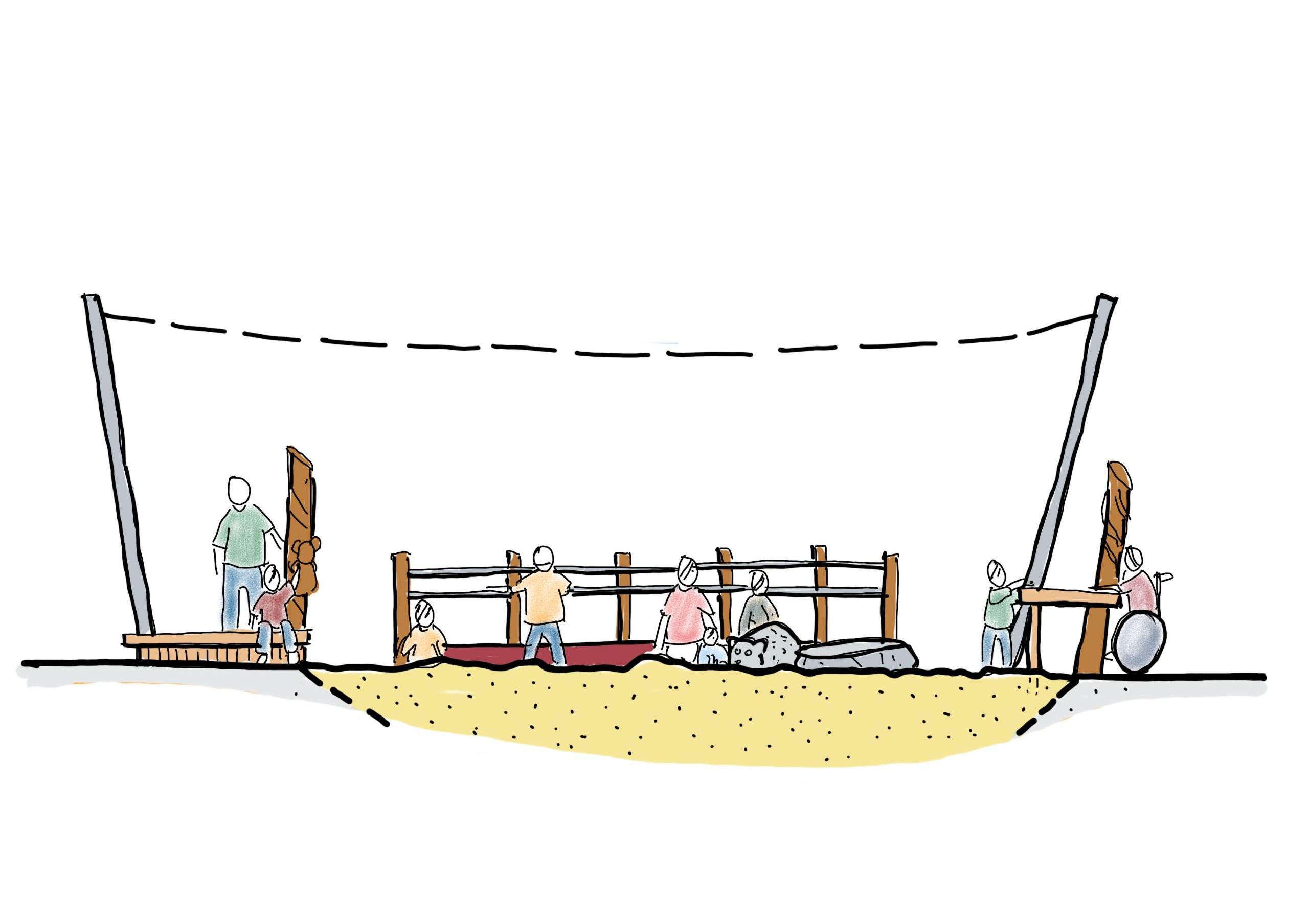An artist's impression of the sand play area at hays paddock playground