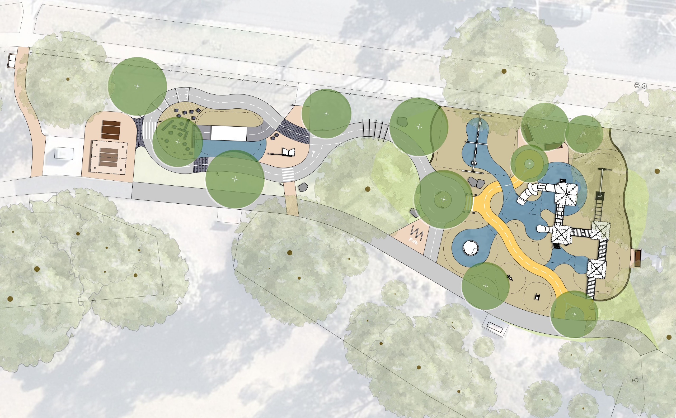 Map showing where each feature of the new playground will be located