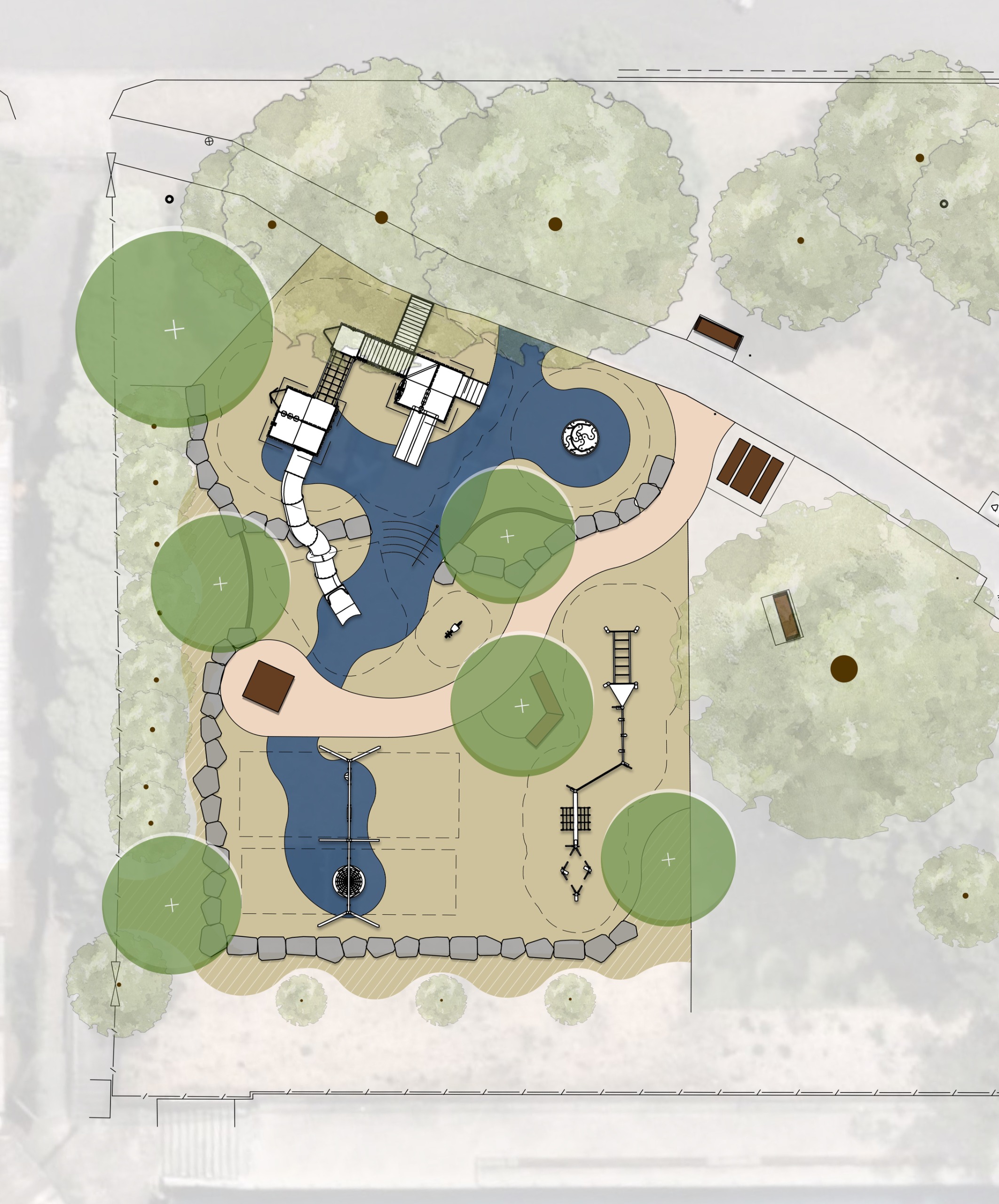 An artist's impression of a bird's eye view of Norway Reserve Playground map