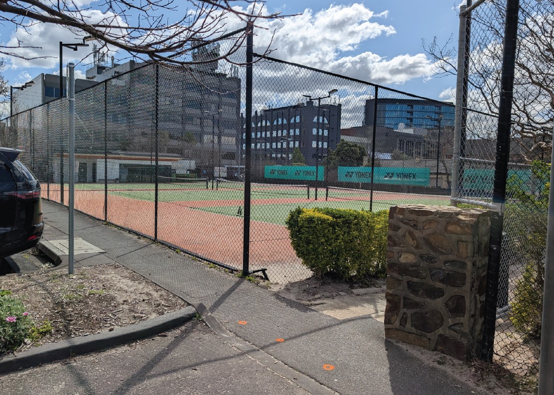 Before: Photo of the tennis courts at Camberwell Junction Tennis Club