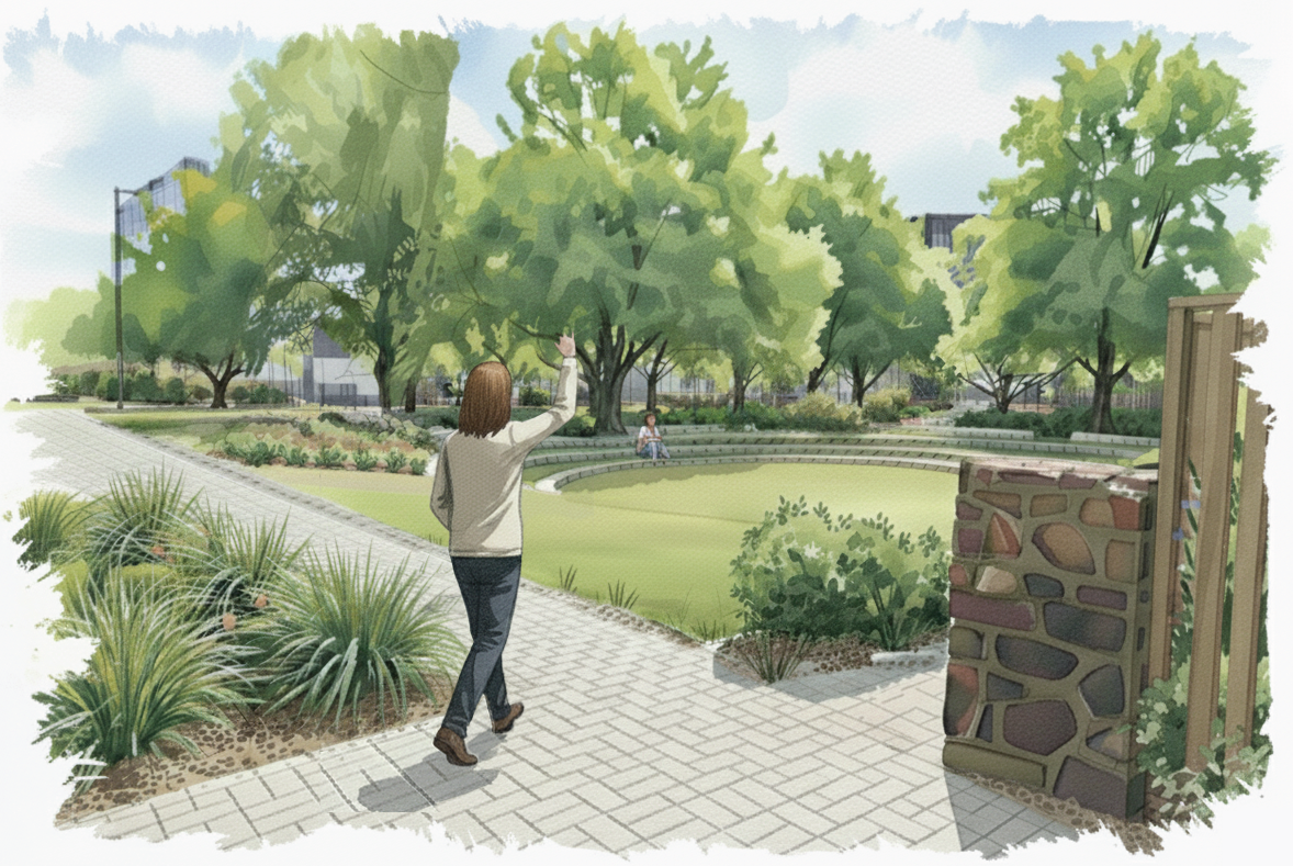 After: Sketch image of how the precinct could look as part of the master plan