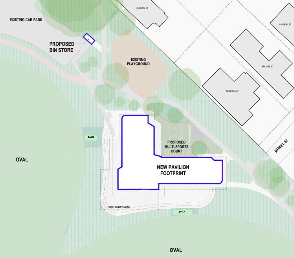 After: Site plan showing new pavilion footprint