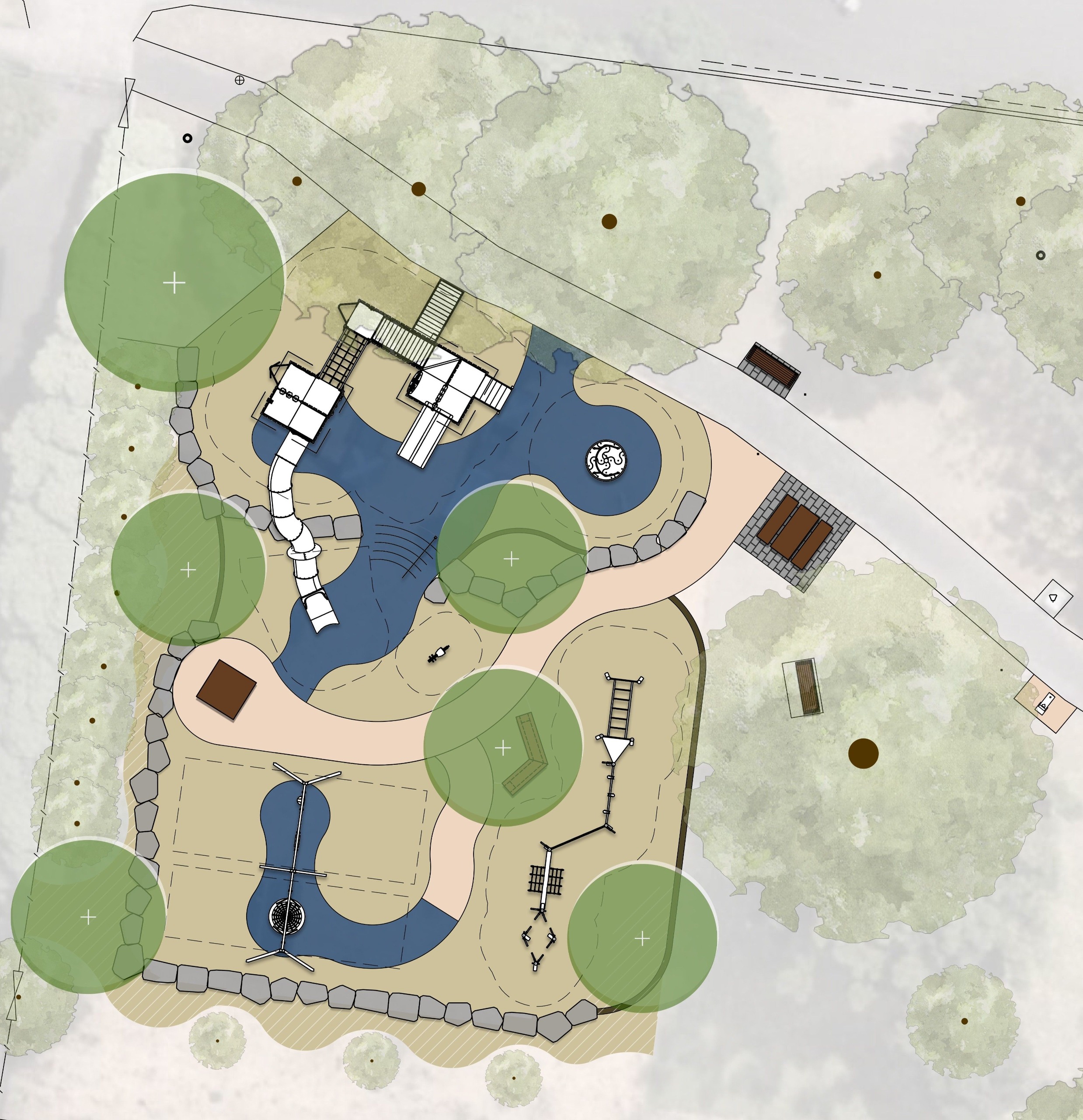 An artist's impression of a bird's eye view of Norway Reserve Playground map