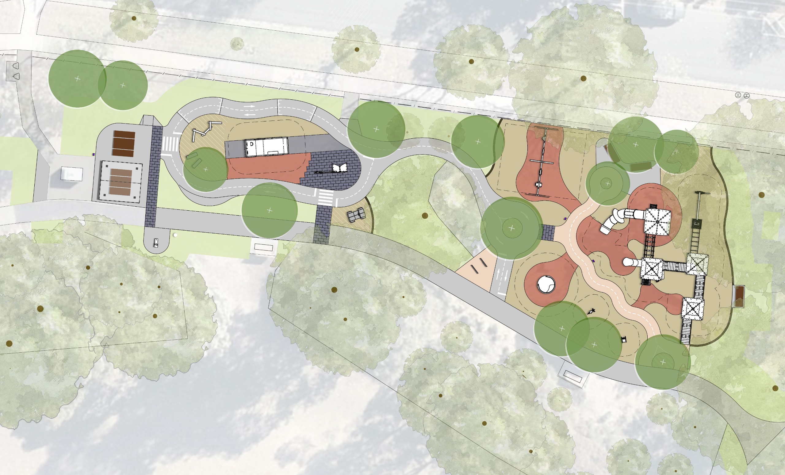 Map showing where each feature of the new playground will be located