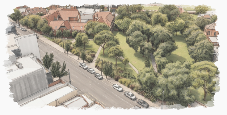 After: Sketch image of how Lower Reserve could look as part of the master plan