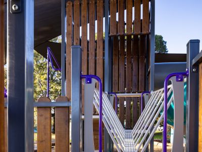 A photo showing inside the new combination play unit at the Burwood Reserve playground